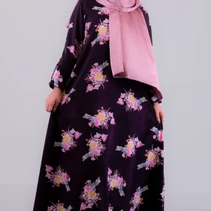 Safa Floral Abaya – Elegant Maroon Abaya with Floral Print
