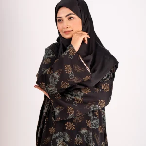 Zehra Abaya – Elegant Black Floral Abaya for Modest Fashion