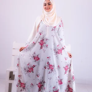 Zümra Abaya – Elegant Floral Maxi Dress for Modest Style